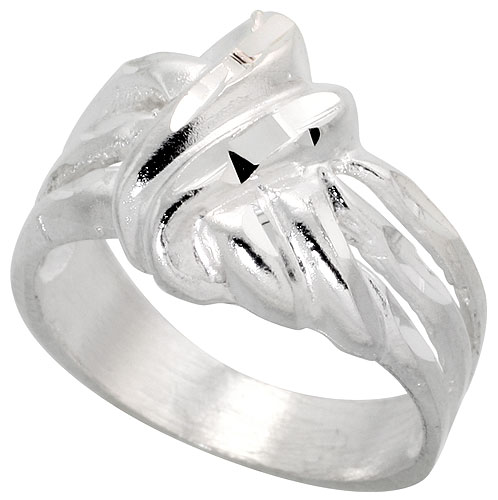 Sterling Silver Freeform Knot Ring Polished finish 1/2 inch wide, sizes 6 - 9