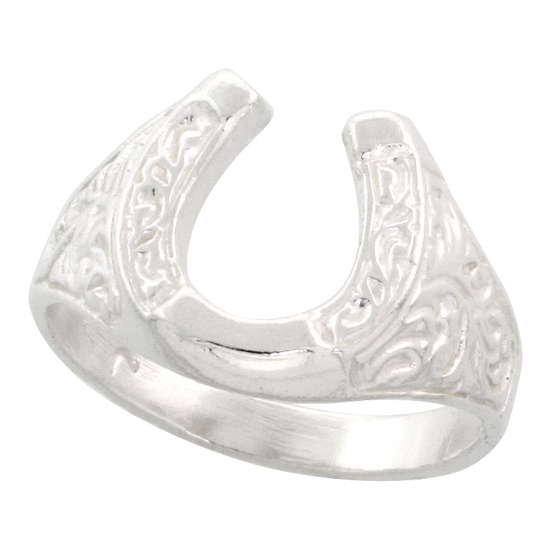 Sterling Silver Horseshoe Ring Polished finish 1/2 inch wide, sizes 6 - 9