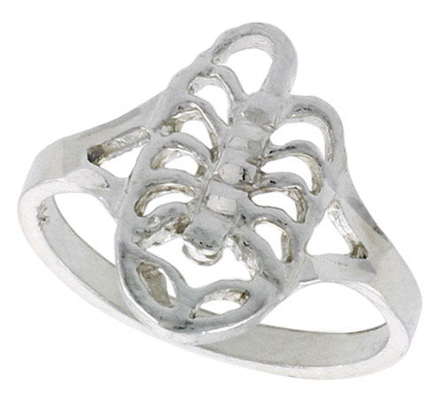 Sterling Silver Scorpion Ring Polished finish 5/8 inch wide, sizes 6 - 9