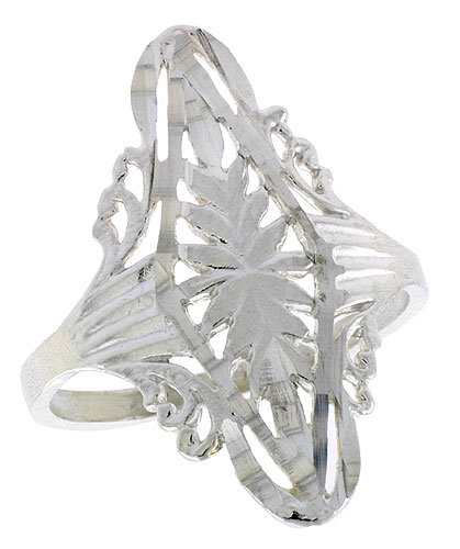 Sterling Silver Diamond-shaped Filigree Ring, 1 inch