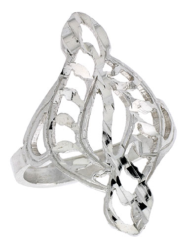 Sterling Silver Swirl Filigree Ring, 1 inch