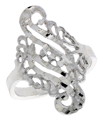 Sterling Silver Double Swirl Filigree Ring, 3/4 inch