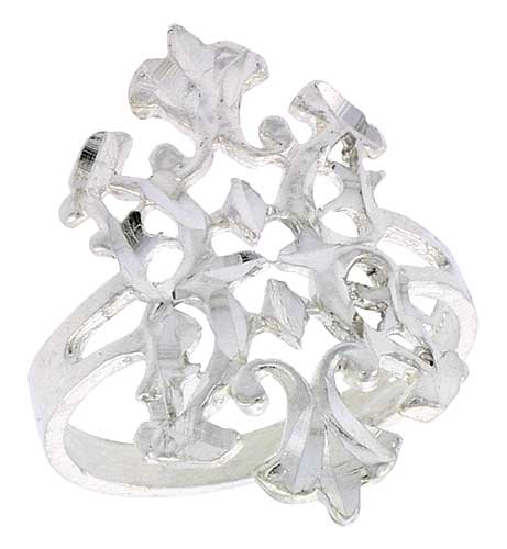 Sterling Silver Fleur de Lis Filigree Ring, 7/8 inch