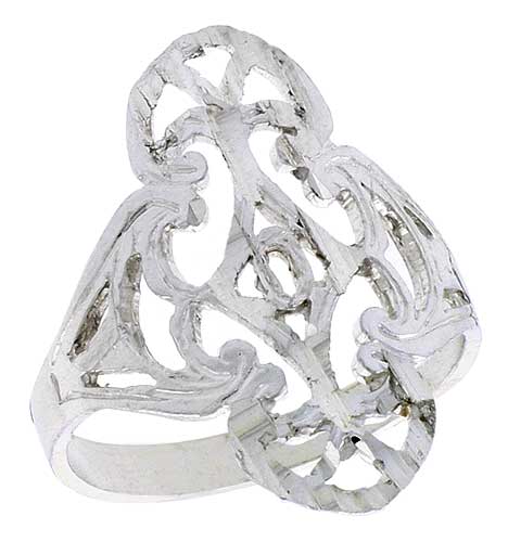Sterling Silver Filigree Ring, 3/4 inch