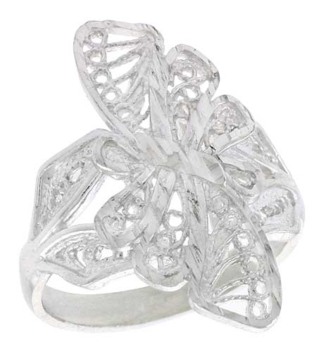 Sterling Silver Butterfly Filigree Ring, 7/8 inch
