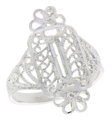 Sterling Silver Wrapped Candy Design Filigree Ring, 7/8 inch