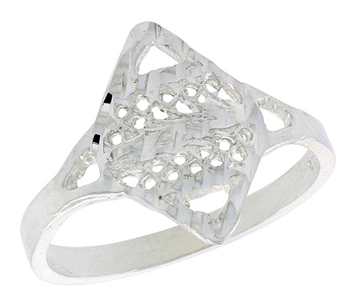 Sterling Silver Diamond-shaped Filigree Ring, 5/8 inch