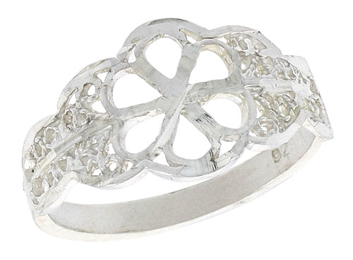 Sterling Silver Flower Cut-out Filigree Ring, 1/2 inch