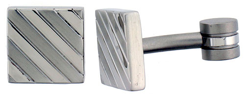 Stainless Steel Square Shape, Cufflinks Striped Pattern