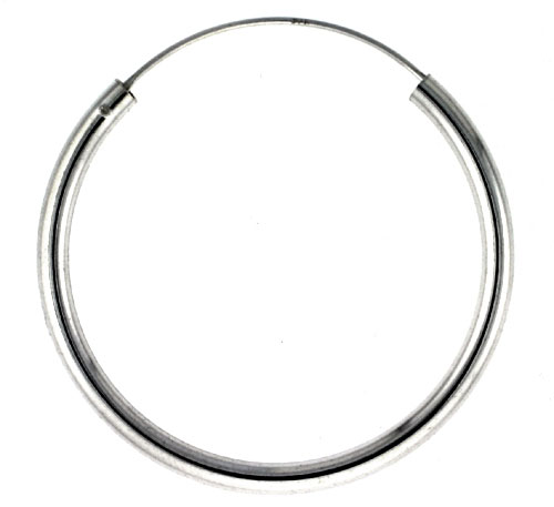 10 Pairs Sterling Silver Endless Hoop Earrings, thick 3 mm tube 1 1/2 inch round