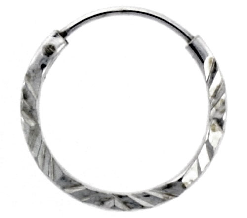 Sterling Silver Diamond Cut Hoop Earrings, 9/16" Diameter