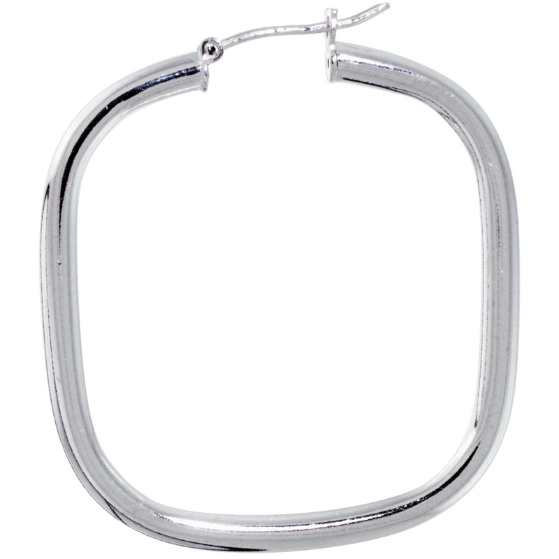 Sterling Silver Italian Hoop Earrings 3mm thin Square-Shaped 1 ? inch
