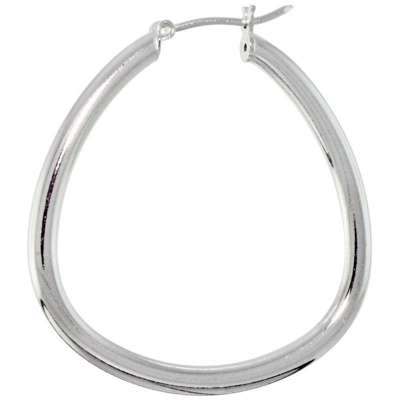 Sterling Silver Italian Hoop Earrings 3mm thin Fancy