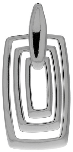 Sterling Silver Triple Rectangle Cut Outs Pendant, 1 5/8" (42 mm) tall
