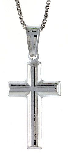 Sterling Silver Cross Pendant, Made in Italy. 7/8 in. (22 mm) Tall 