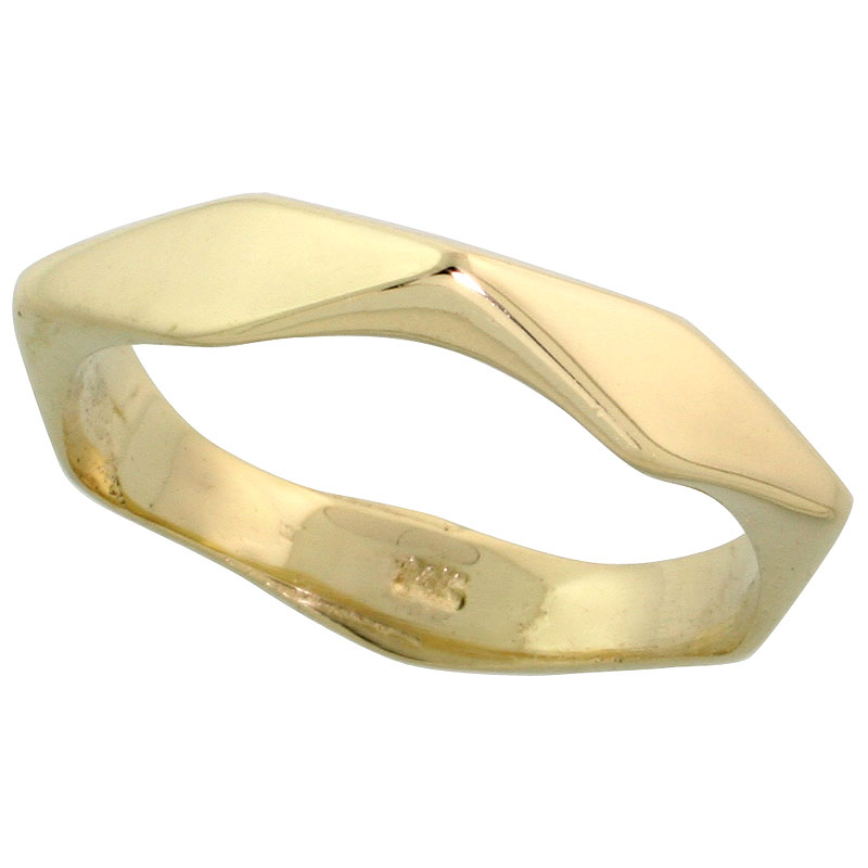 14k Gold Diamond-shaped Link Band, 5/32" (4mm) wide