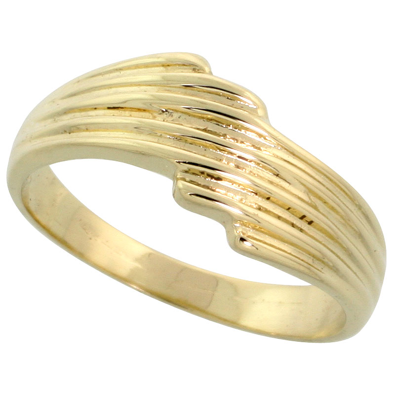 14k Gold Freeform Grooved Ring, 1/4" (7mm) wide