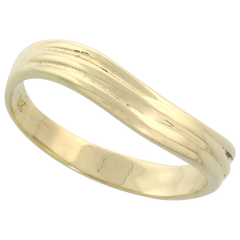 14k Gold Grooved Wavy Ring, 5/32" (4mm) wide