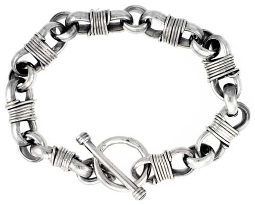 8.5 & 9 inch Sterling Silver Wire Wrapped Link Bracelet Sizes 8 