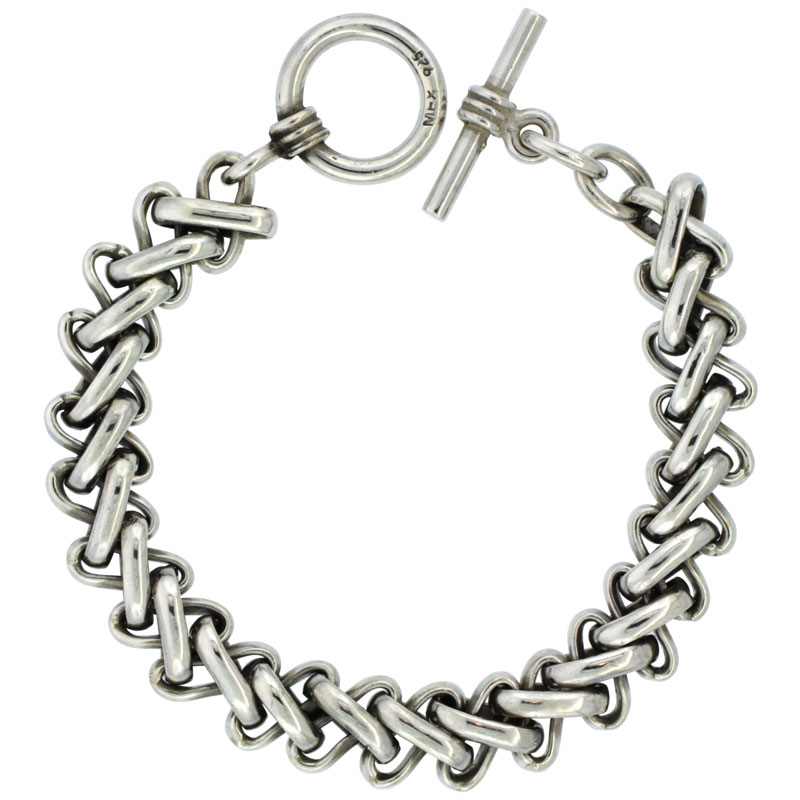 Sterling Silver Crisscross Link Bracelet 1/2 inch wide, sizes 8, 8.5 & 9 inch 