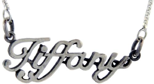 Sterling Silver TIFFANY Name Necklace 3/8 inch, 17 inches long