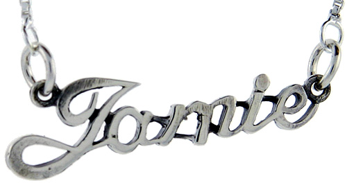 Sterling Silver Name Necklace Jamie 3/8 Inch, 17 Inches Long