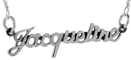 Sterling Silver Name Necklace Jacqueline 3/8 Inch, 17 Inches Long