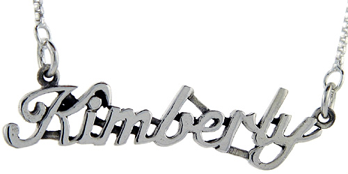 Sterling Silver Name Necklace Kimberly 3/8 Inch, 17 Inches Long
