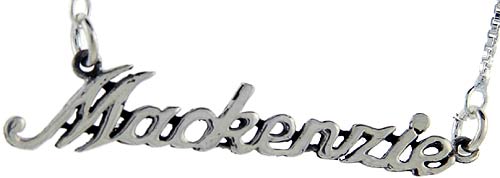 Sterling Silver Name Necklace Mackenzie 3/8 Inch, 17 Inches Long