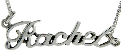 Sterling Silver Name Necklace Rachel 3/8 Inch, 17 Inches Long
