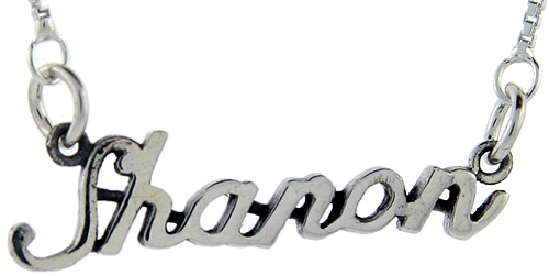 Sterling Silver Name Necklace Shanon 3/8 Inch, 17 Inches Long
