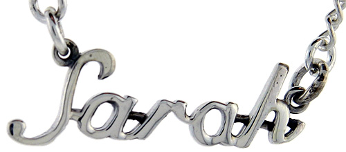Sterling Silver Name Necklace Sarah 3/8 Inch, 17 Inches Long