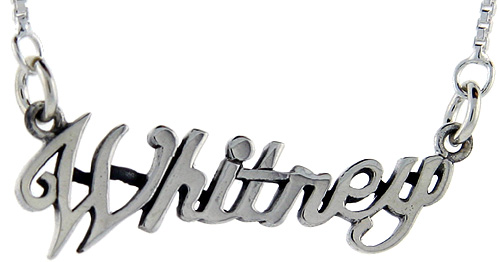 Sterling Silver Name Necklace Whitney 3/8 Inch, 17 Inches Long
