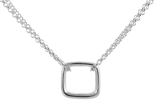 Sterling Silver Floating Square Necklace, 16 inches