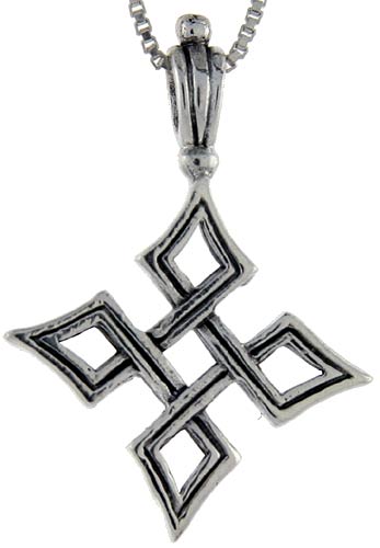 Sterling Silver Quaternary Celtic Knot Cross Pendant, 1 1/2 inch tall