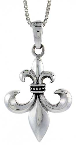 Sterling Silver Fleur De Lis Pendant, 1 5/8 inch tall