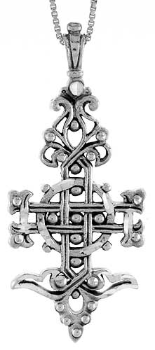 Sterling Silver Celtic Cross Pendant, 2 3/8 inch tall
