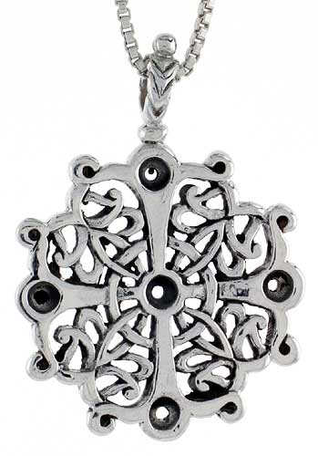 Sterling Silver Celtic Cross Pendant, 1 1/2 inch tall