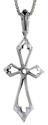 Sterling Silver Cross Cut-out Pendant, 1 3/4 inch tall
