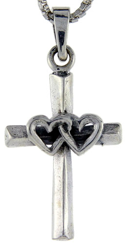 Sterling Silver St. Valentine Cross Pendant, 1 1/8 inch tall