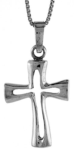 Sterling Silver Cross Cut-out Pendant, 1 1/4 inch tall