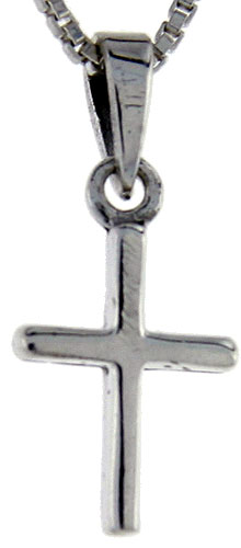 Sterling Silver Teeny Cross Pendant, 3/4 inch tall