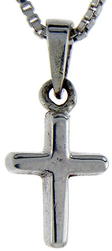 Sterling Silver Teeny Cross Pendant, 5/8 inch tall