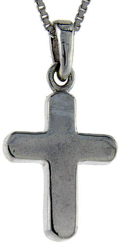 Sterling Silver Polished Cross Pendant, 1 inch tall