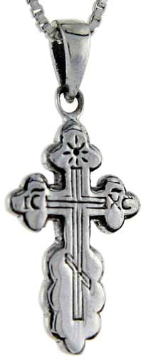Sterling Silver St. Nicholas Cross Pendant, 1 1/8 inch tall