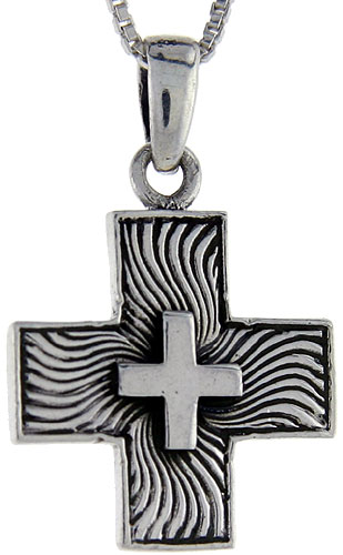 Sterling Silver Cross Pendant, 1 inch tall
