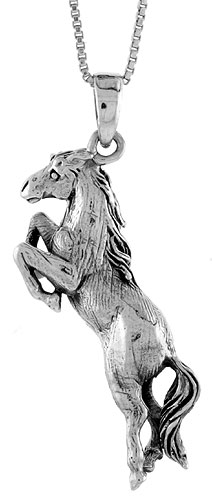Sterling Silver Solid 3-Dimensional Horse Pendant with great Quality and Detail, 1 1/2 inch 