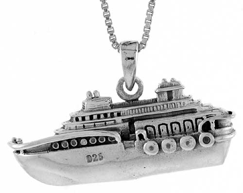 Sterling Silver Cruise Ship Pendant, 1 inch 