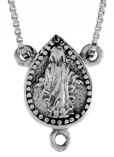 Sterling Silver Virgin Mary Rosary Center, 1/2 inch 