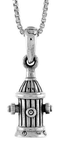 Sterling Silver Fire Hydrant Pendant, 1/2 inch 